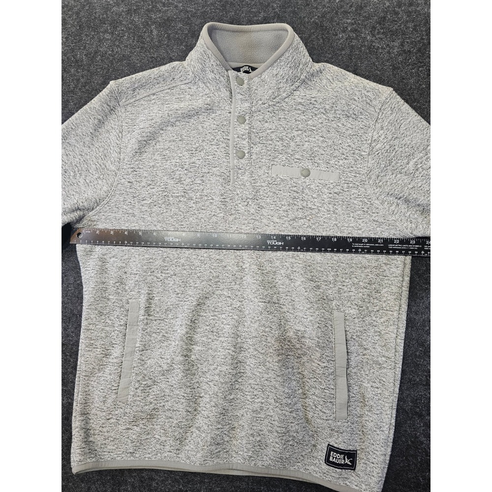 Eddie Bauer Fleece Pullover Men M Gray Snap Neck Sweater Outdoor Casual Warm - Picture 6 of 6